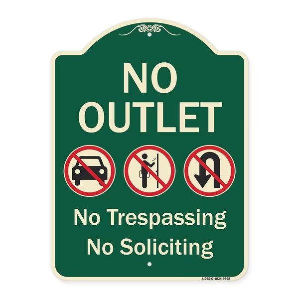 Designer Series-No Outlet No Trespassing Or Soliciting With No Car And No U-tu, 24